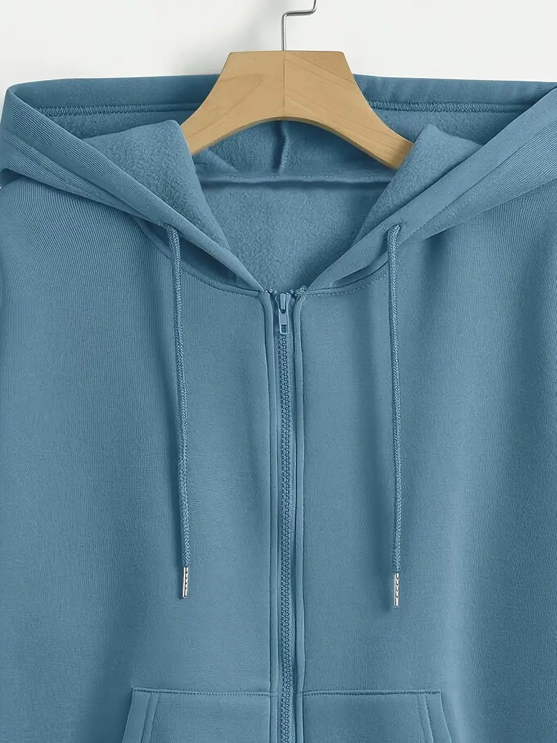 Blue Zip-Up Hooded Sweatshirt 1