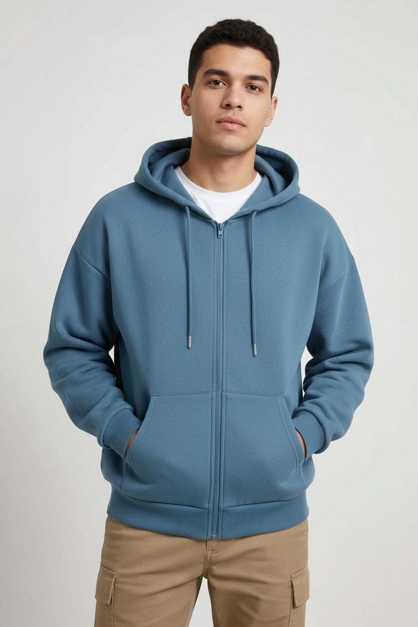 Blue Zip-Up Hooded Sweatshirt 5