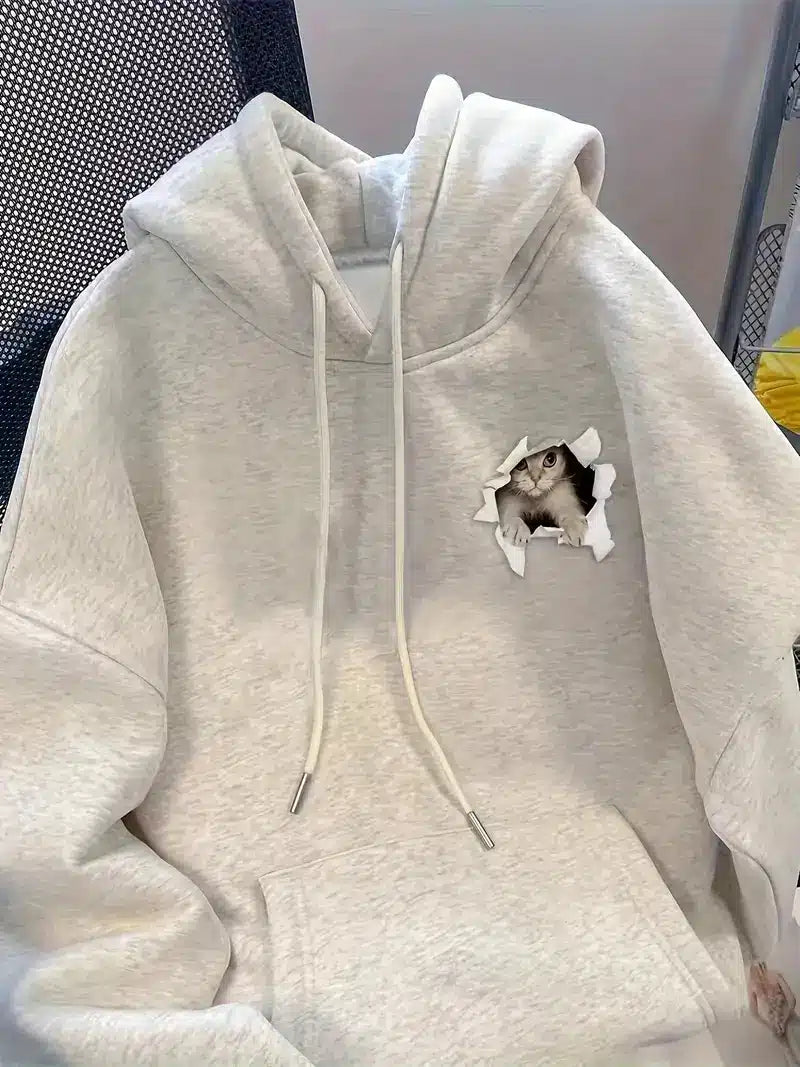 Cozy Cat Graphic Hoodie 1