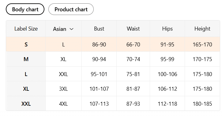 Size Chart 2